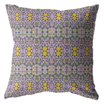 Purple Yellow Geofloral Suede Pillow