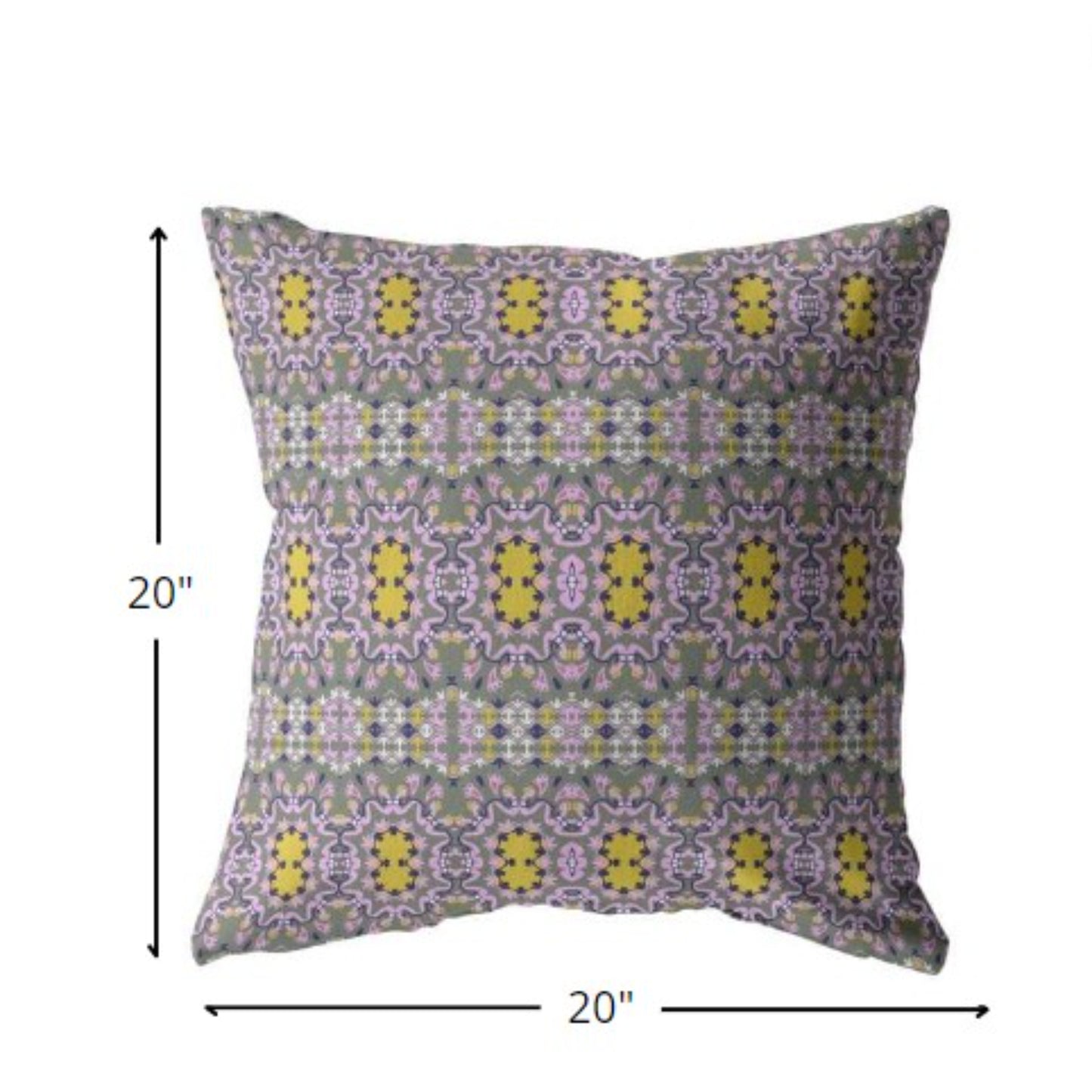 Purple Yellow Geofloral Suede Pillow