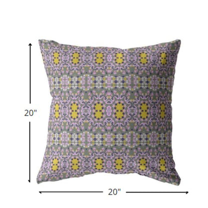 Purple Yellow Geofloral Suede Pillow