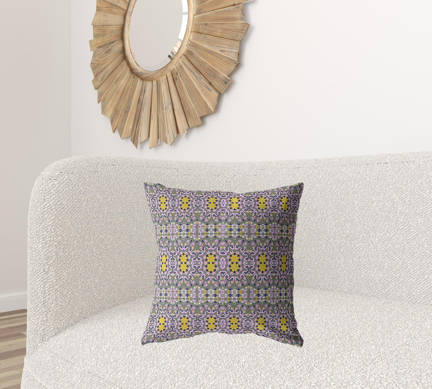 Purple Yellow Geofloral Suede Pillow