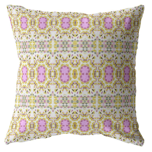 Yellow Lavender Geofloral Suede Pillow