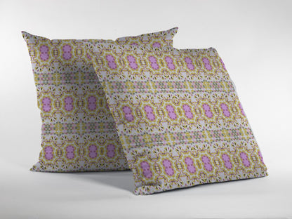 Yellow Lavender Geofloral Suede Pillow