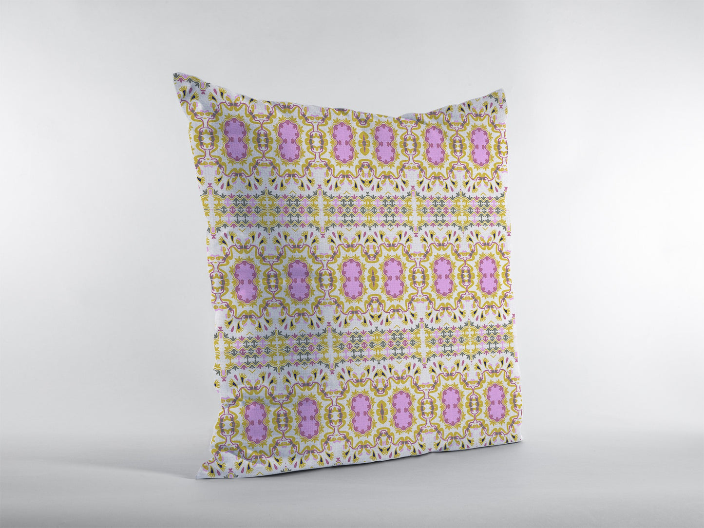 Yellow Lavender Geofloral Suede Pillow