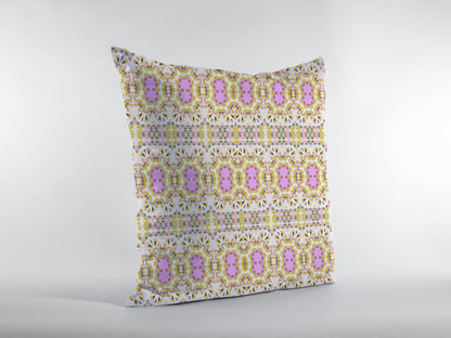 Yellow Lavender Geofloral Suede Pillow