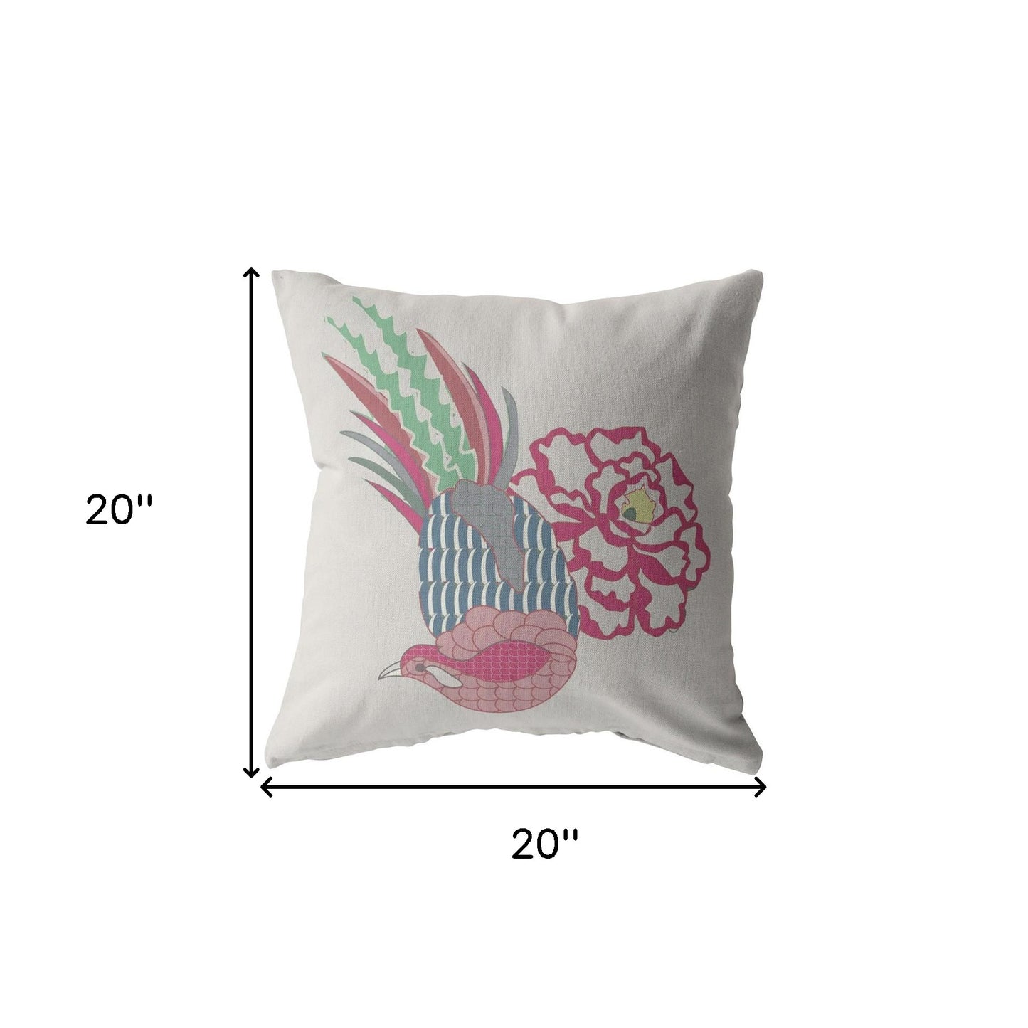 Pink White Peacock Suede Pillow