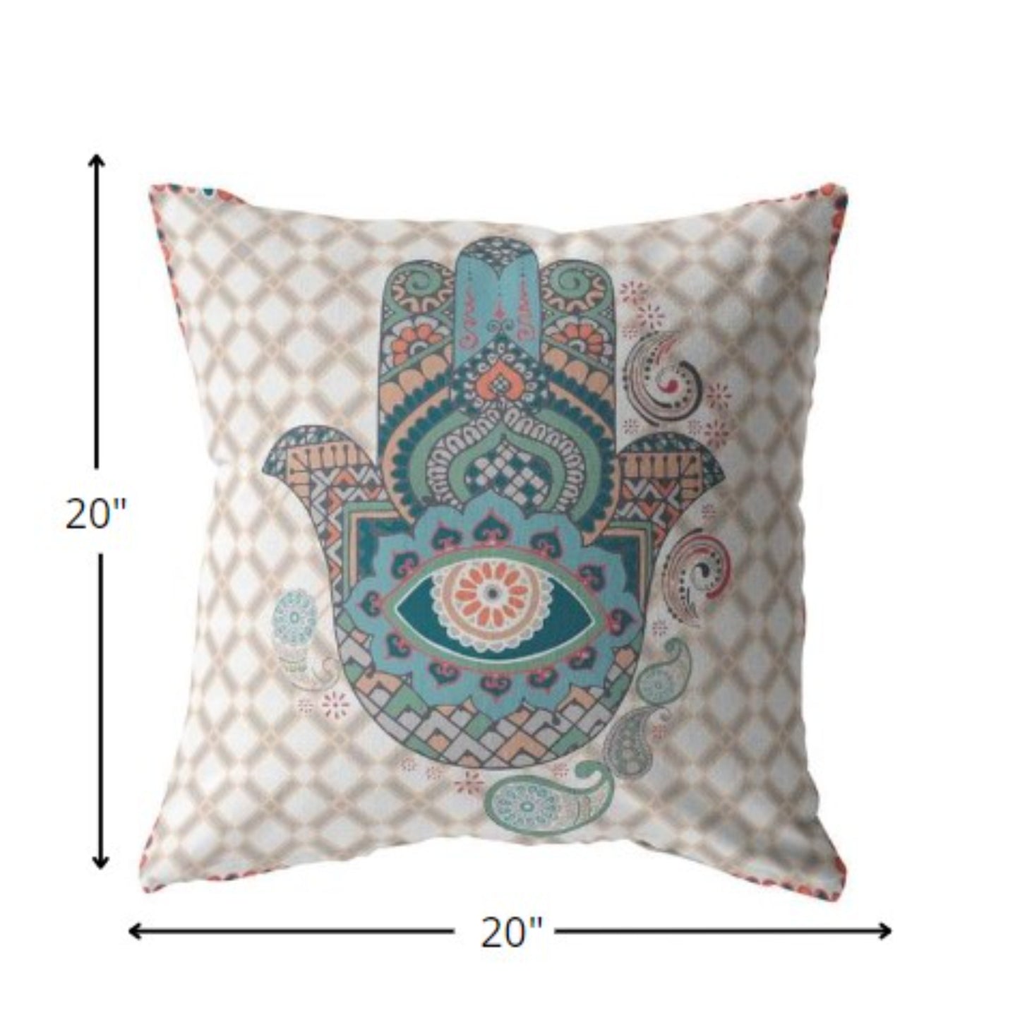 Blue Gray Hamsa Boho Suede Pillow