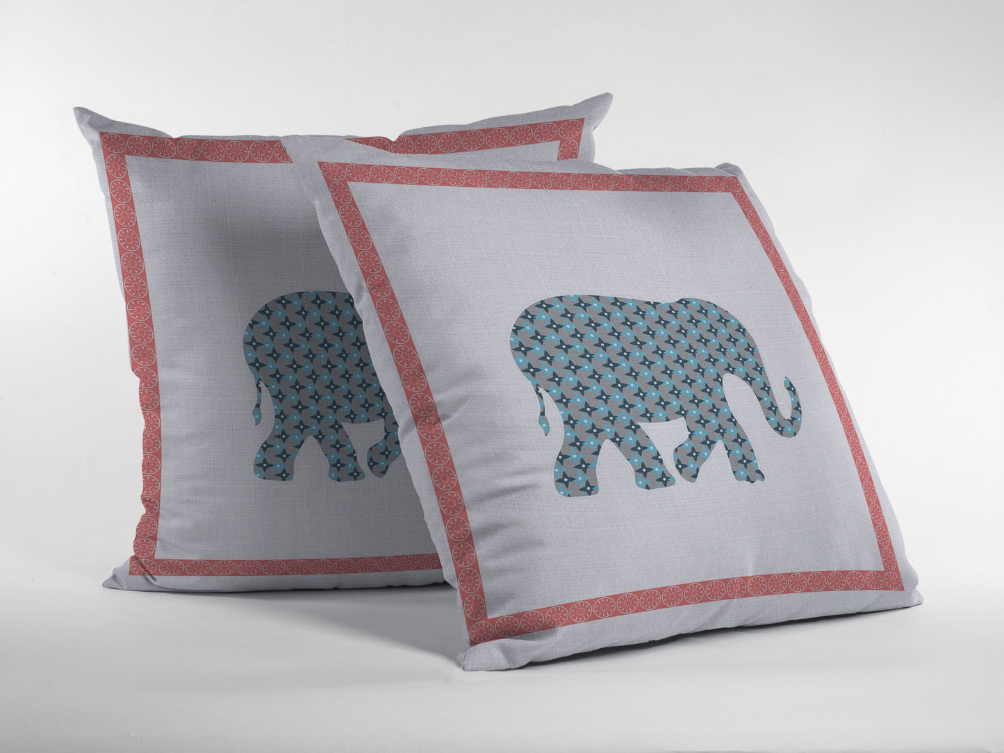 Blue Pink Elephant Boho Suede Pillow