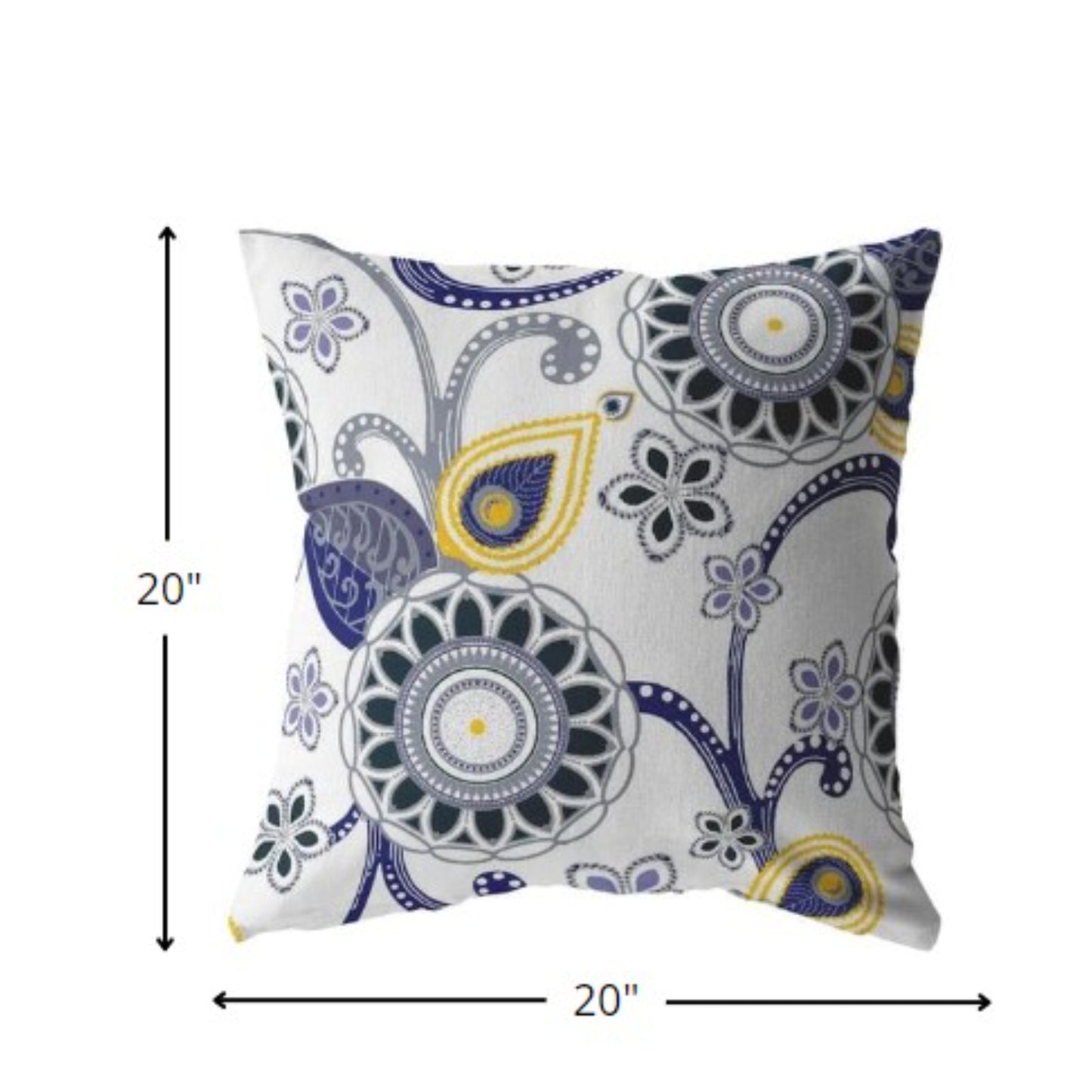 Navy White Floral Suede Pillow