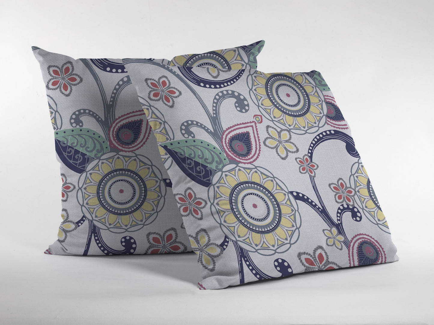 White Yellow Floral Suede Pillow
