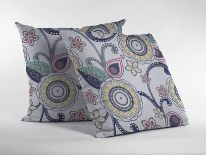White Yellow Floral Suede Pillow