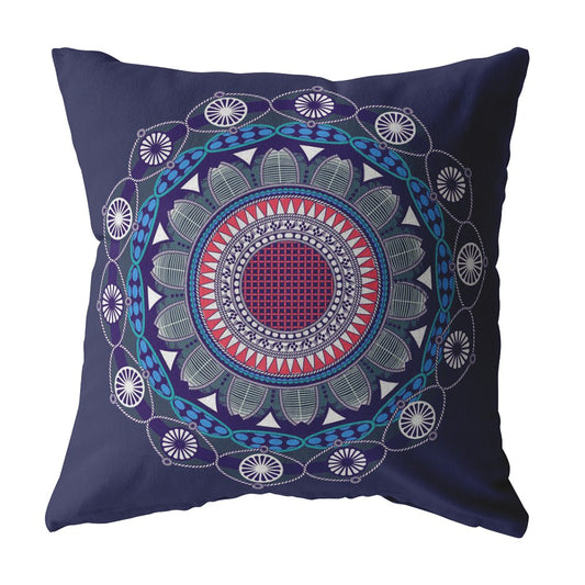 Navy Geometric Suede Pillow