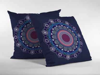 Navy Geometric Suede Pillow