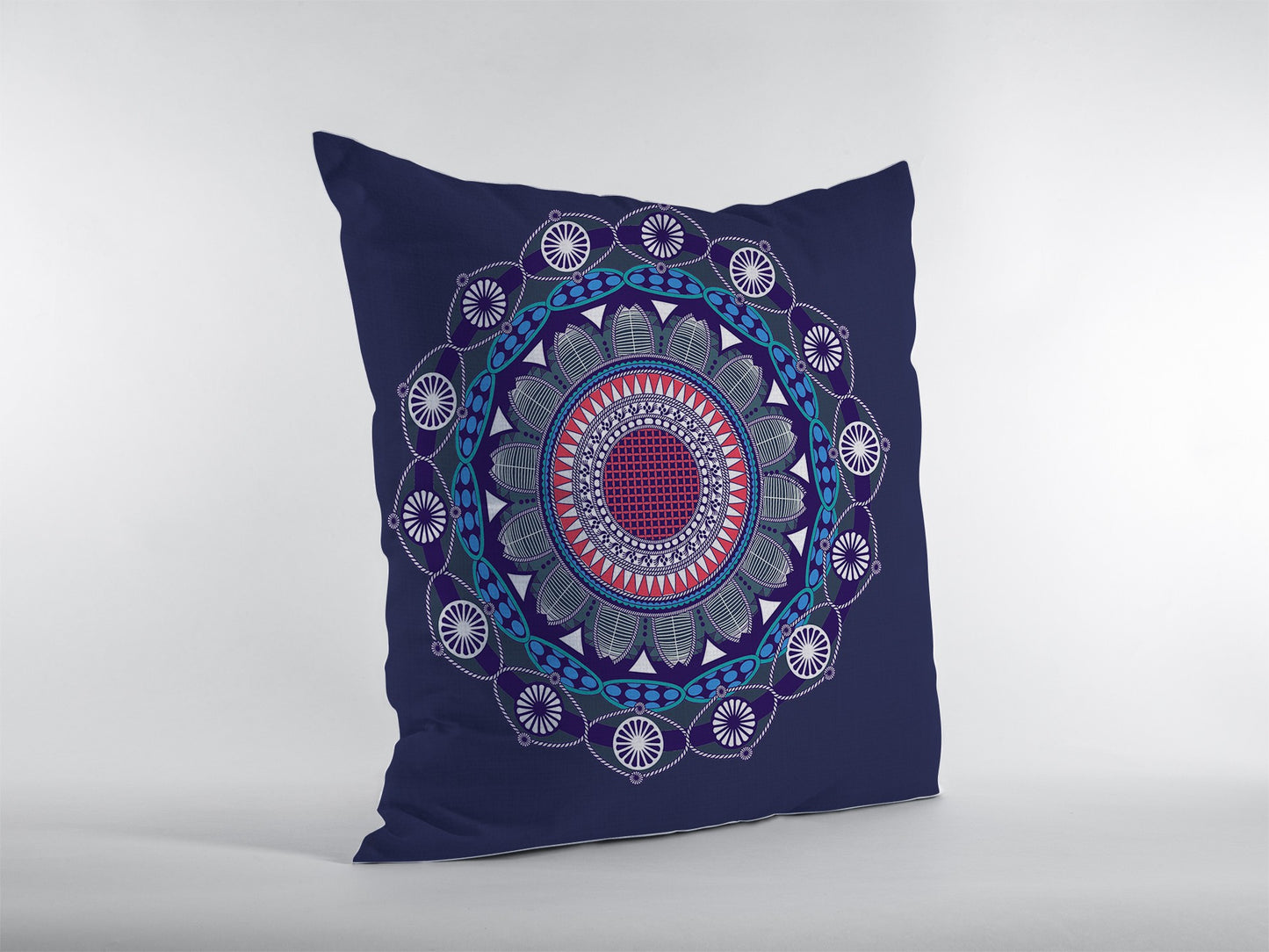 Navy Geometric Suede Pillow