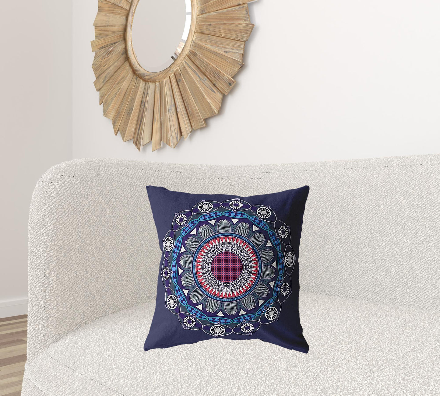 Navy Geometric Suede Pillow
