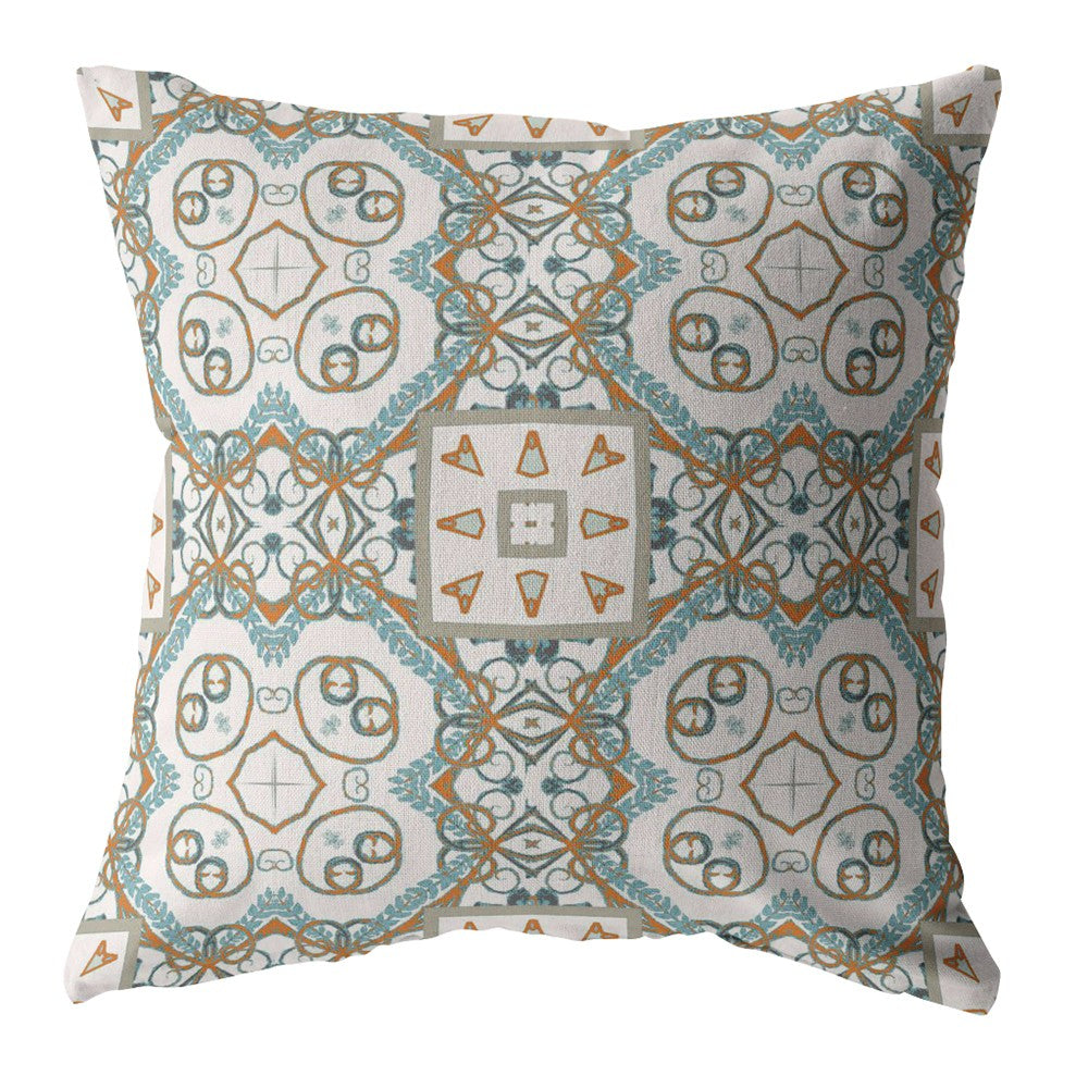 Blue Orange Mandala Suede Pillow