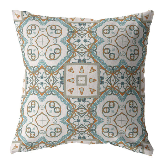 Blue Orange Mandala Suede Pillow