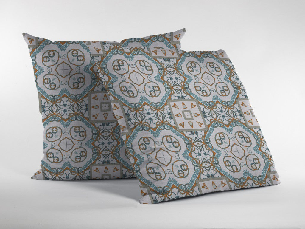 Blue Orange Mandala Suede Pillow