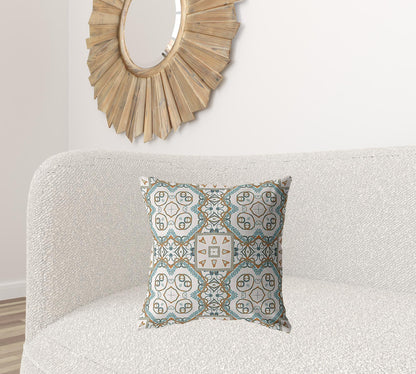 Blue Orange Mandala Suede Pillow