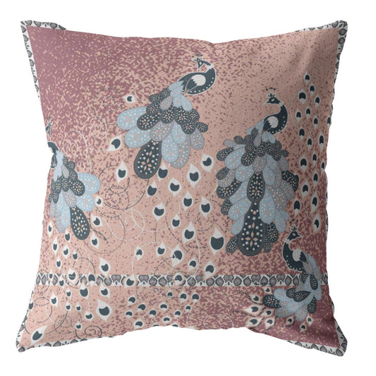 Dusty Pink Boho Bird Suede Pillow