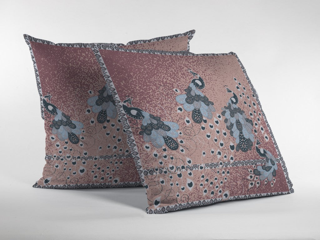 Dusty Pink Boho Bird Suede Pillow