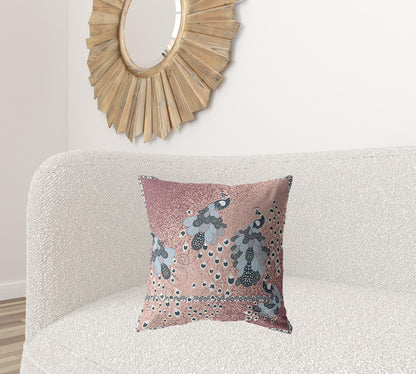 Dusty Pink Boho Bird Suede Pillow