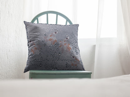 Gray Orange Boho Bird Suede Pillow