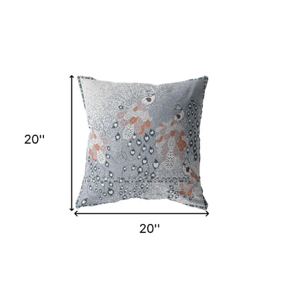 Gray Orange Boho Bird Suede Pillow