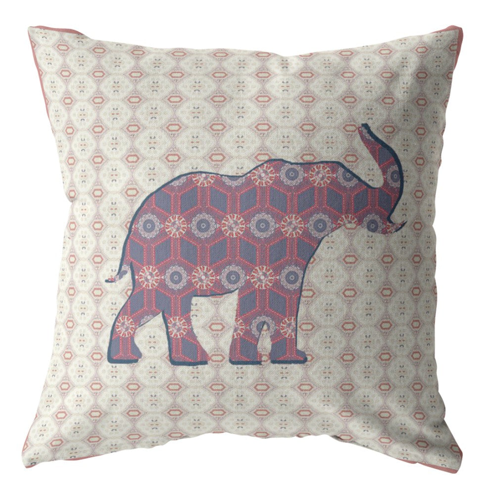 Magenta Elephant Suede Pillow