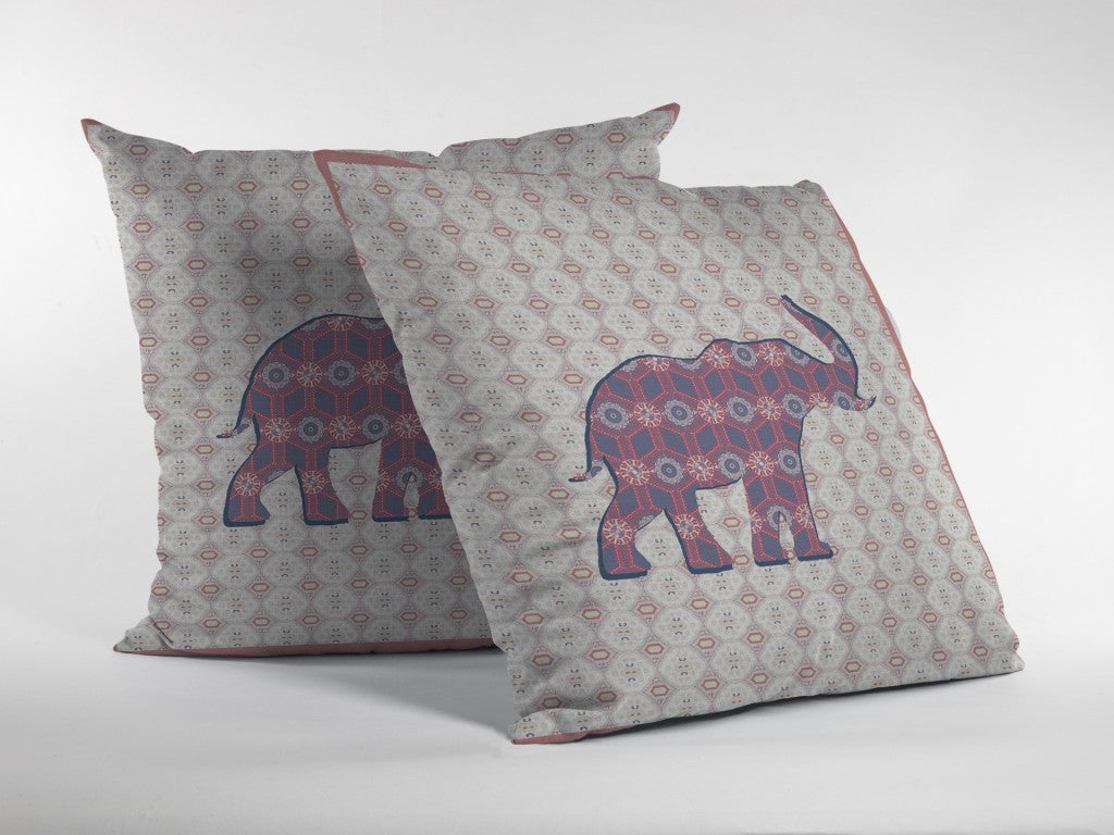 Magenta Elephant Suede Pillow