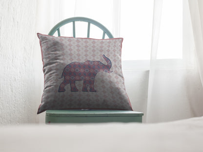 Magenta Elephant Suede Pillow