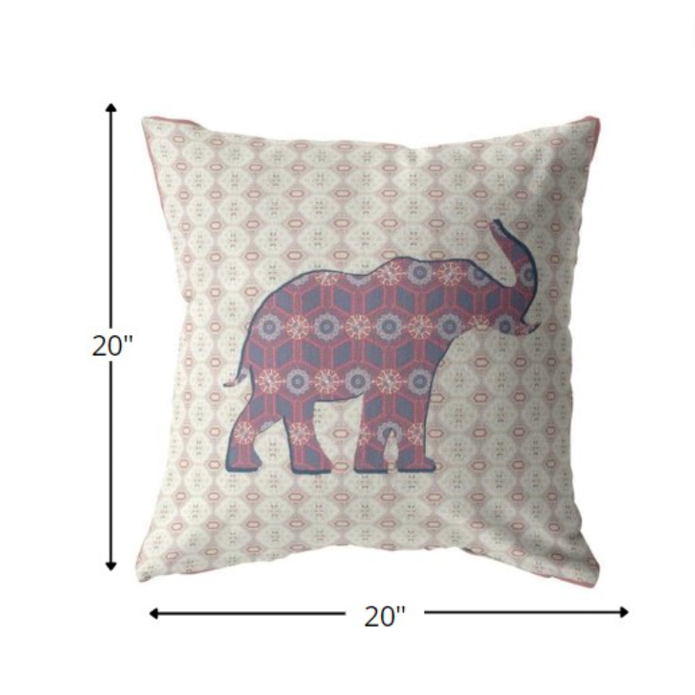 Magenta Elephant Suede Pillow