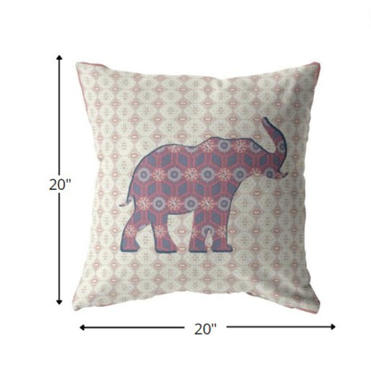 Magenta Elephant Suede Pillow
