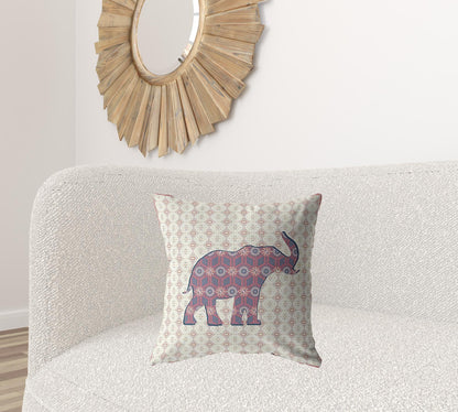 Magenta Elephant Suede Pillow