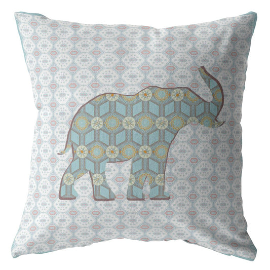 Blue Elephant Suede Pillow