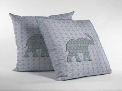 Blue Elephant Suede Pillow