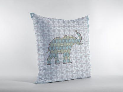 Blue Elephant Suede Pillow