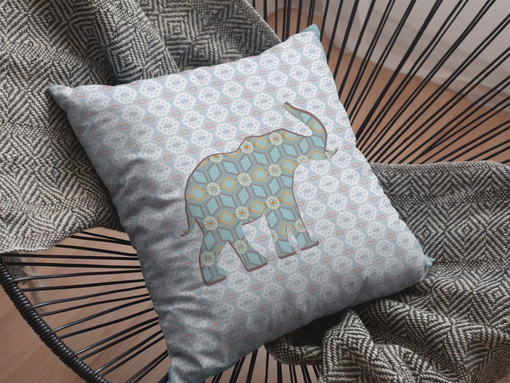 Blue Elephant Suede Pillow