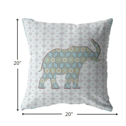 Blue Elephant Suede Pillow