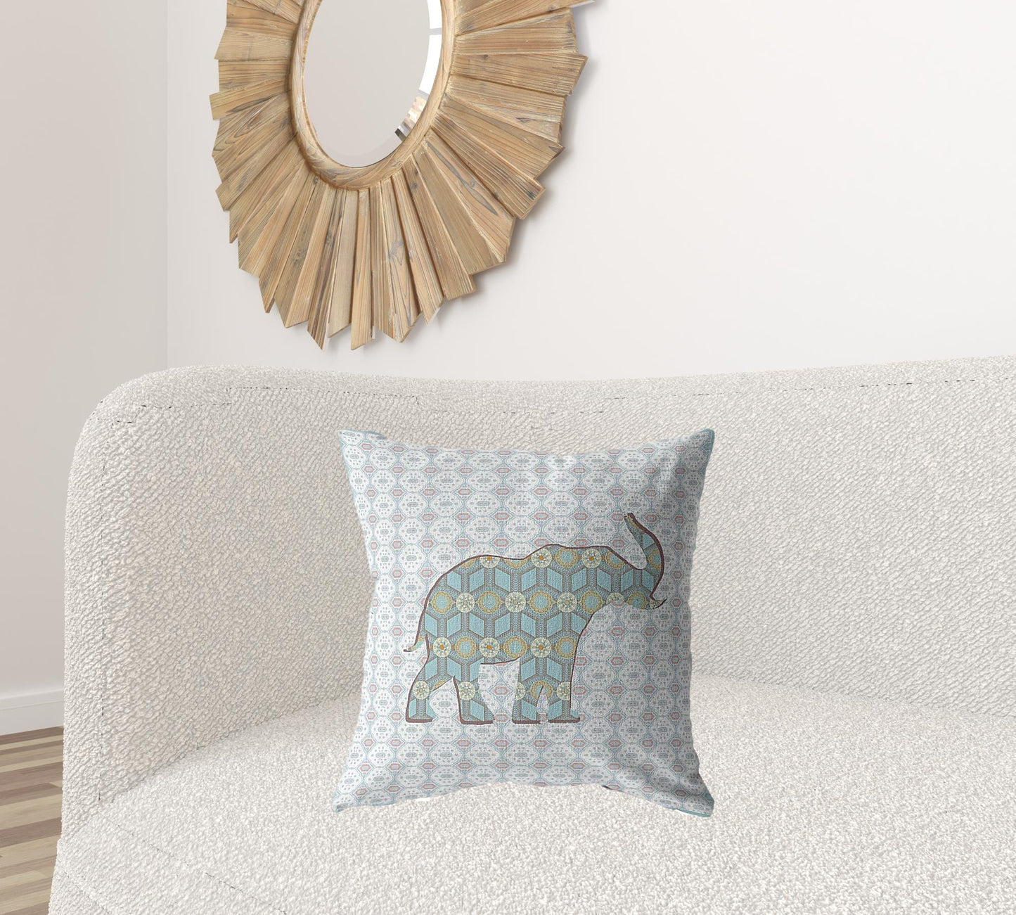 Blue Elephant Suede Pillow