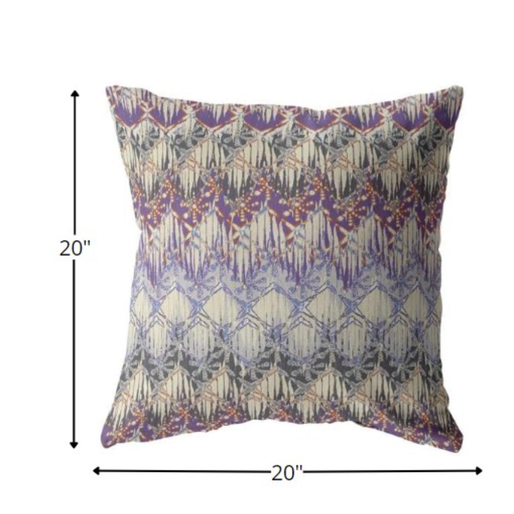 Magenta Cream Hatch Suede Pillow