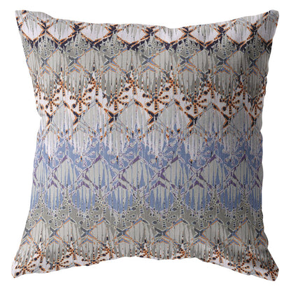 Orange Gray Hatch Suede Pillow