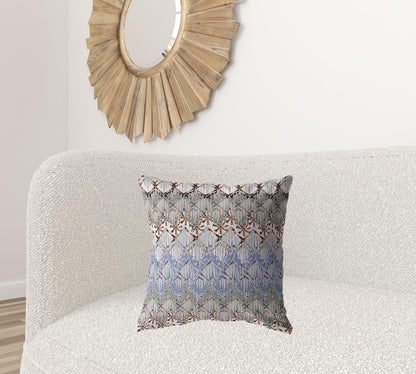 Orange Gray Hatch Suede Pillow