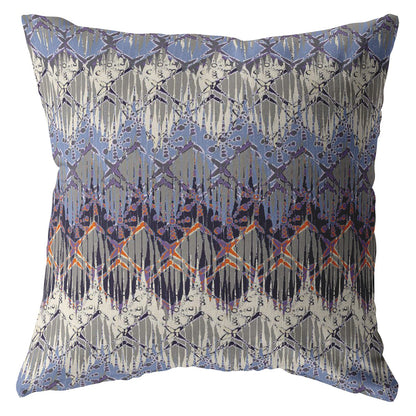 Blue Gray Hatch Suede Pillow