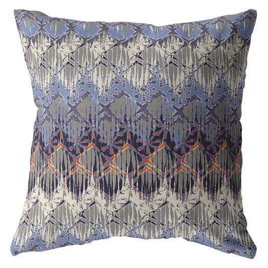 Blue Gray Hatch Suede Pillow