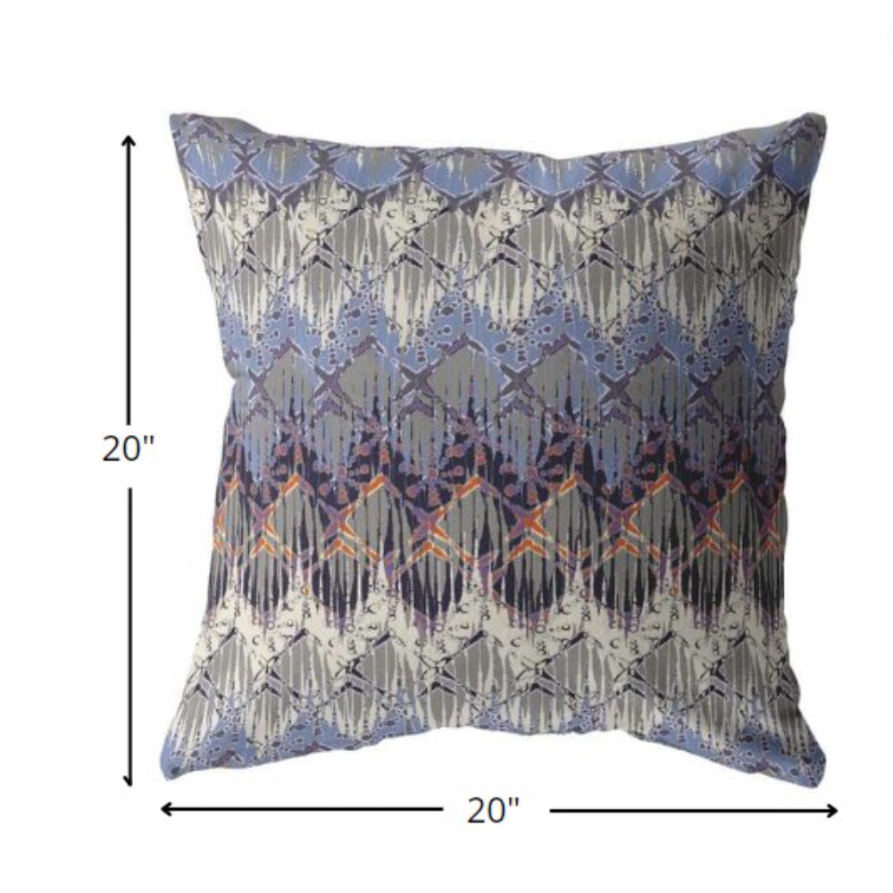 Blue Gray Hatch Suede Pillow
