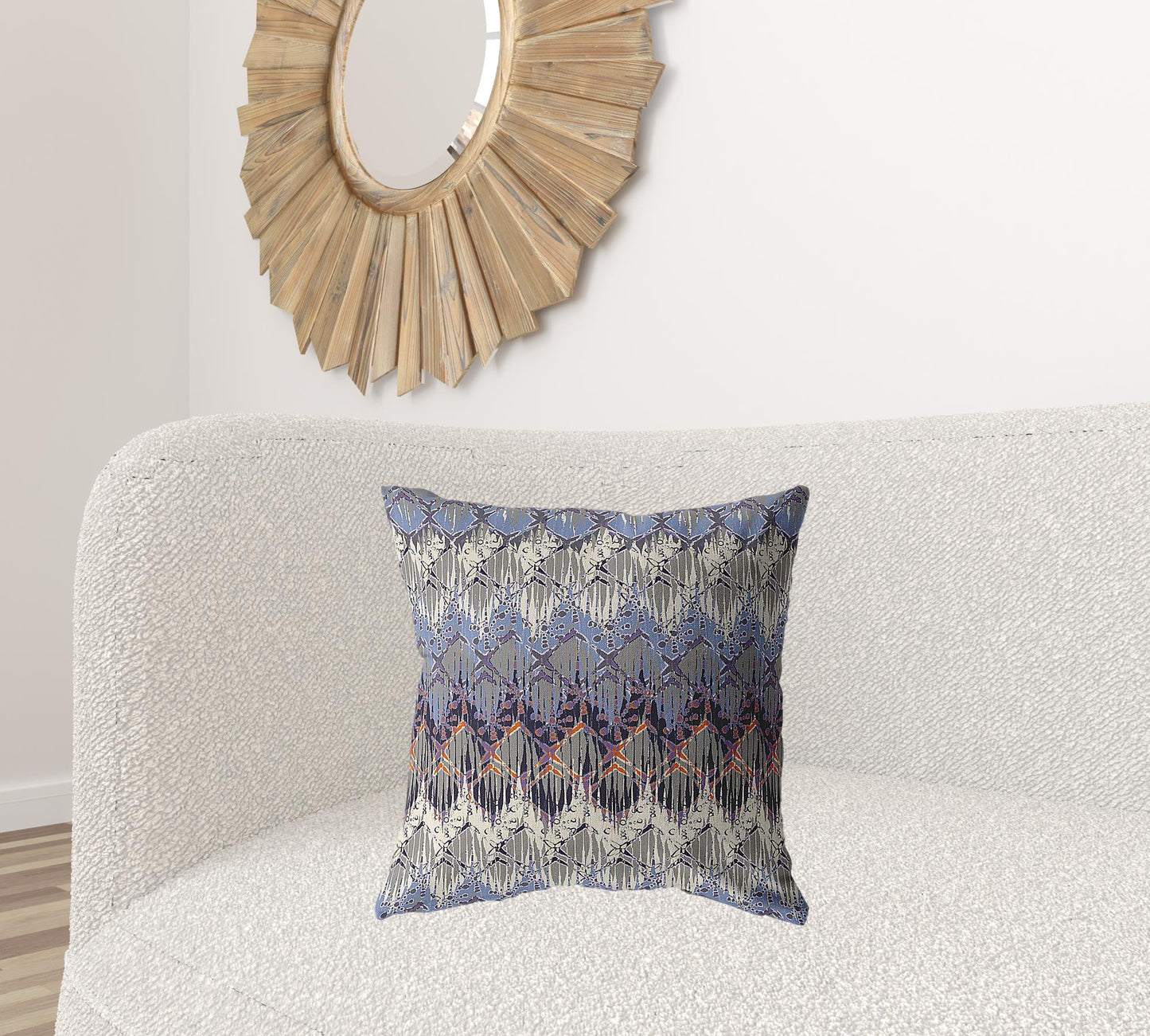 Blue Gray Hatch Suede Pillow