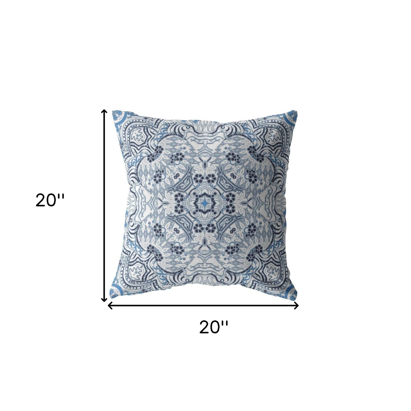 Light Blue Boho Ornate Suede Pillow