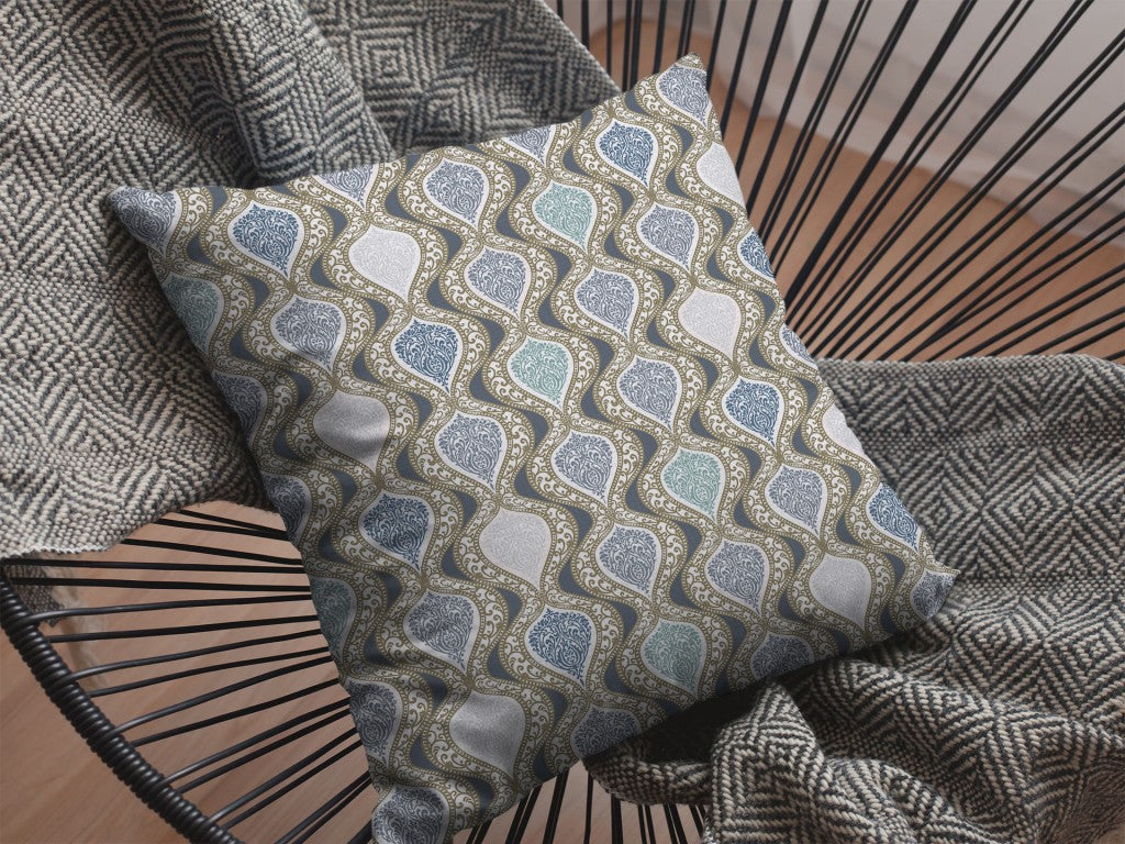 Gray Ogee Suede Pillow