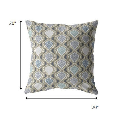 Gray Ogee Suede Pillow