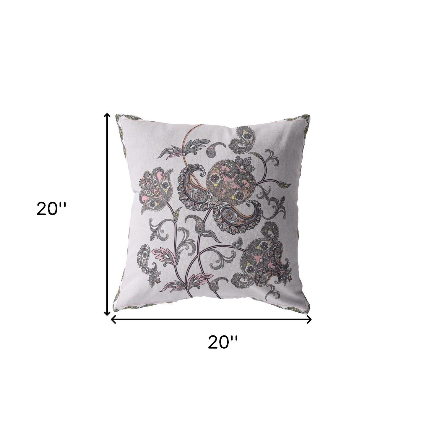 Gray White Wildflower Suede Pillow